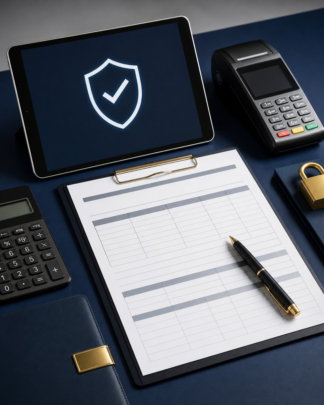Secure electronic deposit confirmation with organized payment schedule, calculator, and protected payment terminal