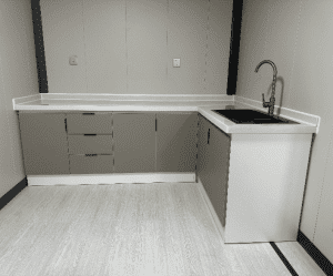 kitchen of a apple cabin